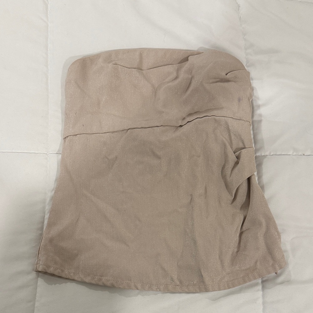 Zara Strapless Sparkle Beige Top